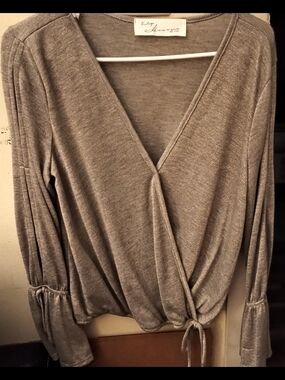 Vintage Havana Silver Wrap-Front Tie Blouse